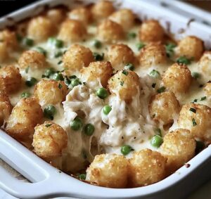 Savory Creamy Chicken Alfredo Tater Tot Casserole Recipe