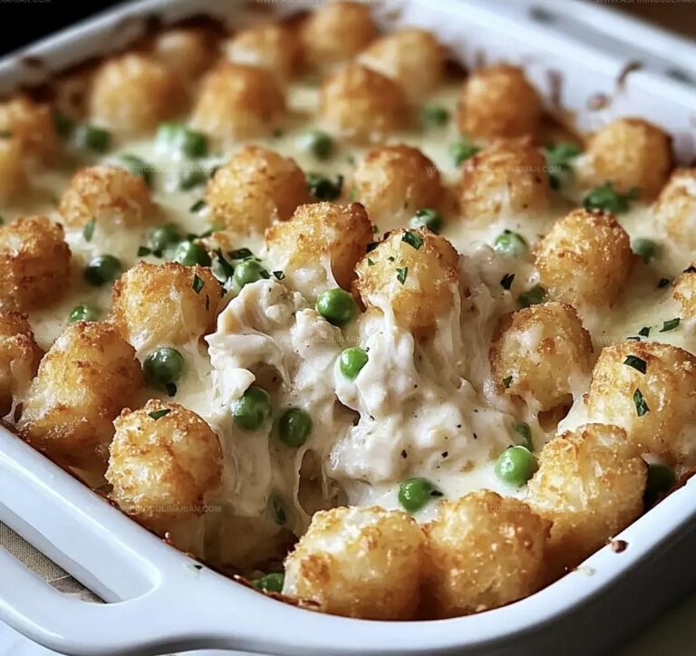 Savory Creamy Chicken Alfredo Tater Tot Casserole Recipe