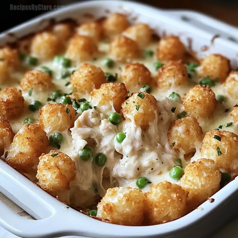 Savory Creamy Chicken Alfredo Tater Tot Casserole Recipe
