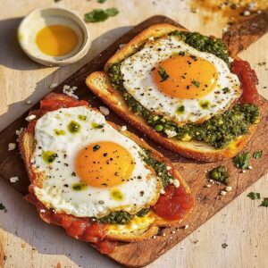 Shakshouka Toast with Feta Fried Eggs Recipe