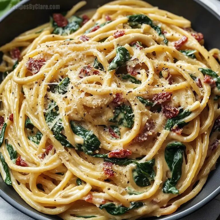 Spaghetti Spinach Sun Dried Tomato Cream Sauce Recipe