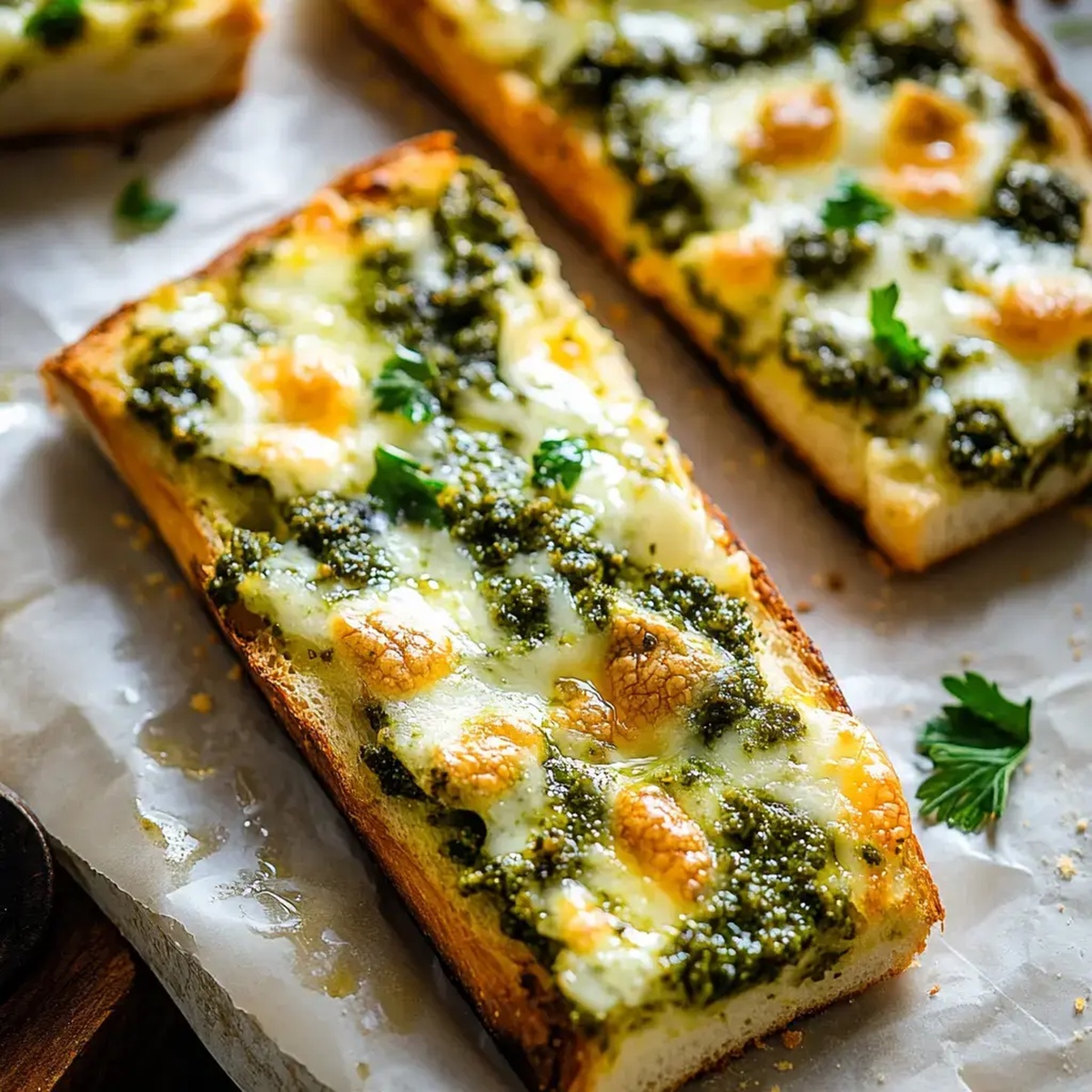 Cheesy Pesto Garlic Bread Recipe