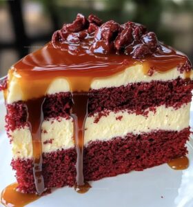 Red Velvet Cheesecake Cake With Caramel Drizzle Recipe