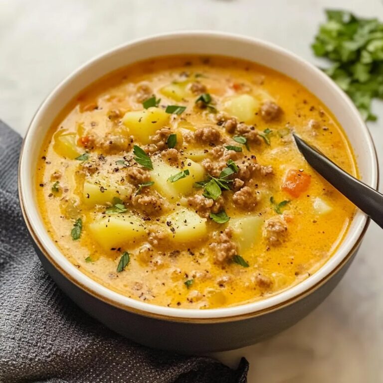 Cheesy Hamburger Potato Soup Recipe