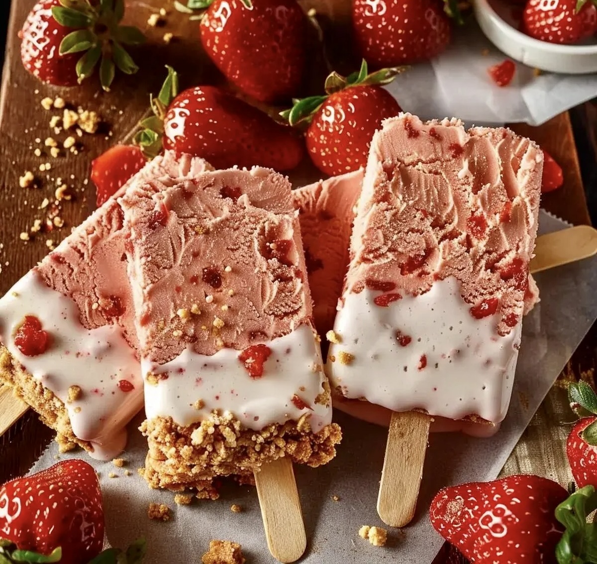 Strawberry Shortcake Ice Cream Bars Recipe