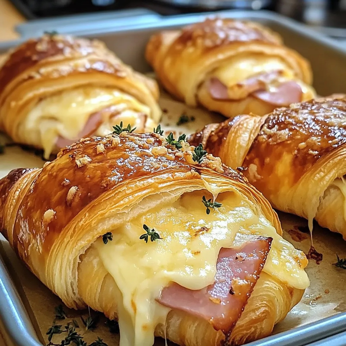 Baked Ham And Cheese Croissants Recipe