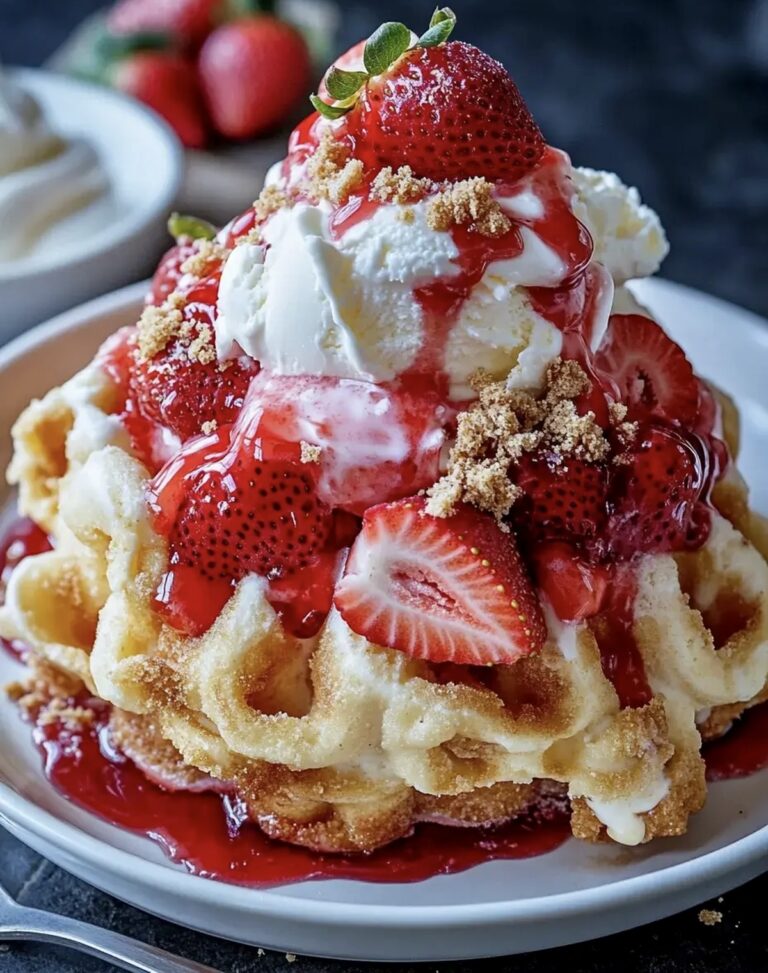 Strawberry Cheesecake Funnel Cake Sundae Recipe