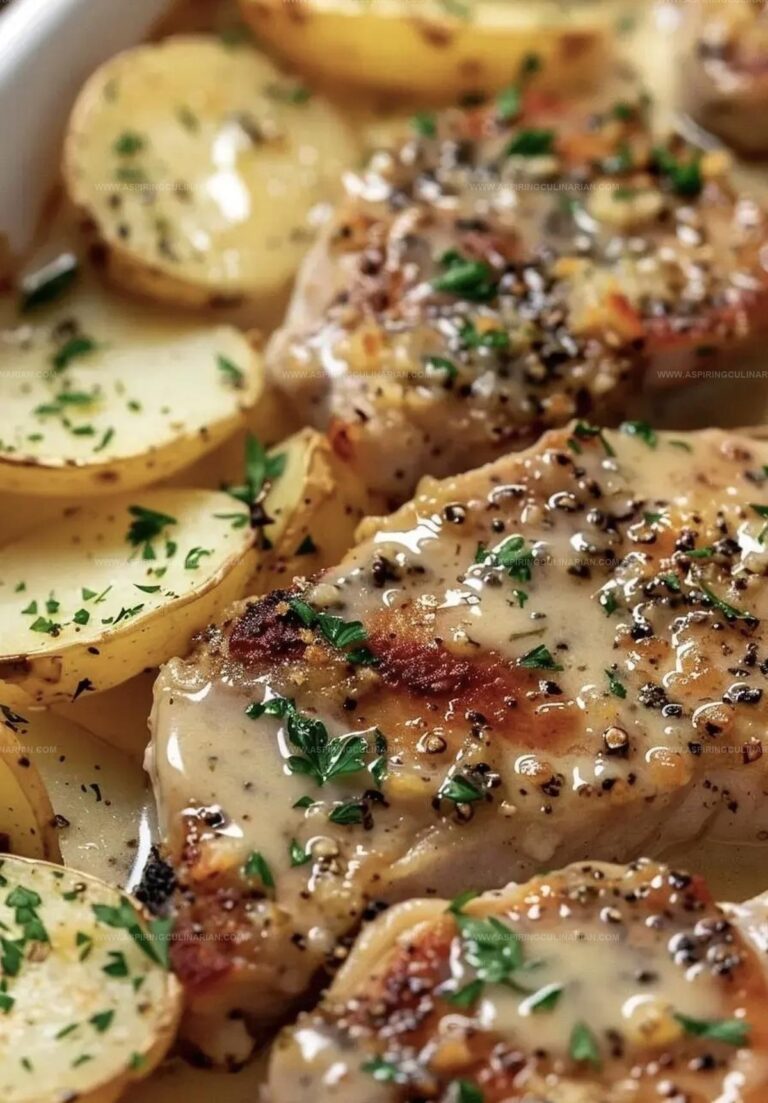 Garlic Parmesan Pork Chops With Cheesy Scalloped Potatoes Recipe