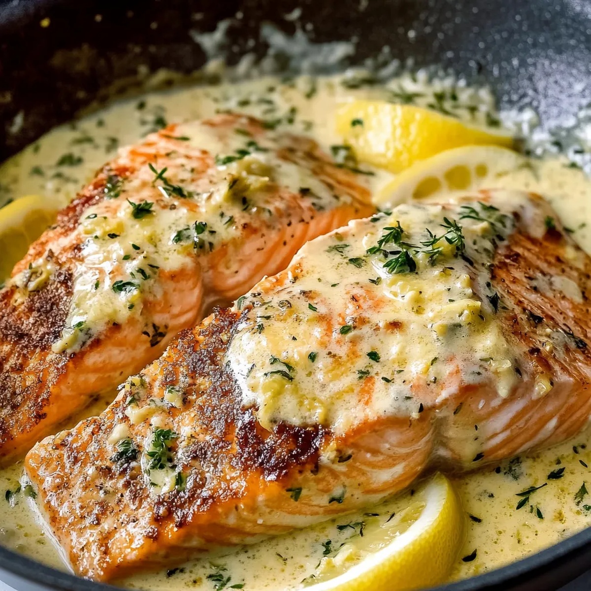 Baked Salmon With Lemon Butter Cream Sauce Recipe