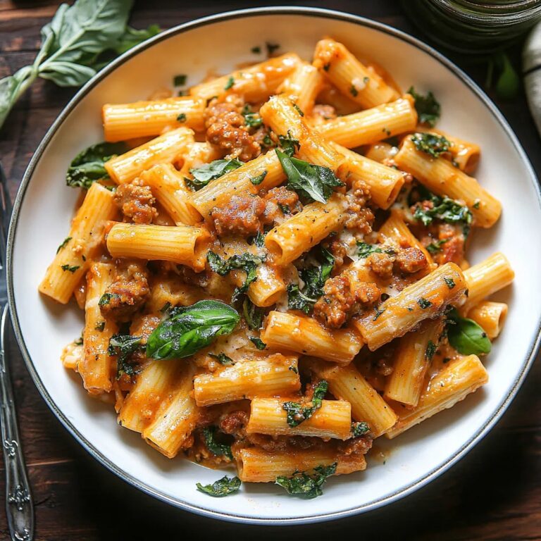 One Pot Creamy Sausage Rigatoni Recipe