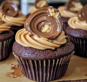 Chocolate Peanut Butter Volcano Cupcakes Recipe