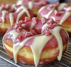 White Chocolate Strawberry Cream Donuts Recipe