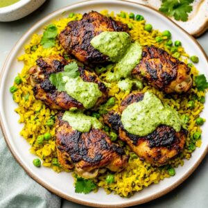 Peruvian Chicken And Rice With Green Sauce Recipe