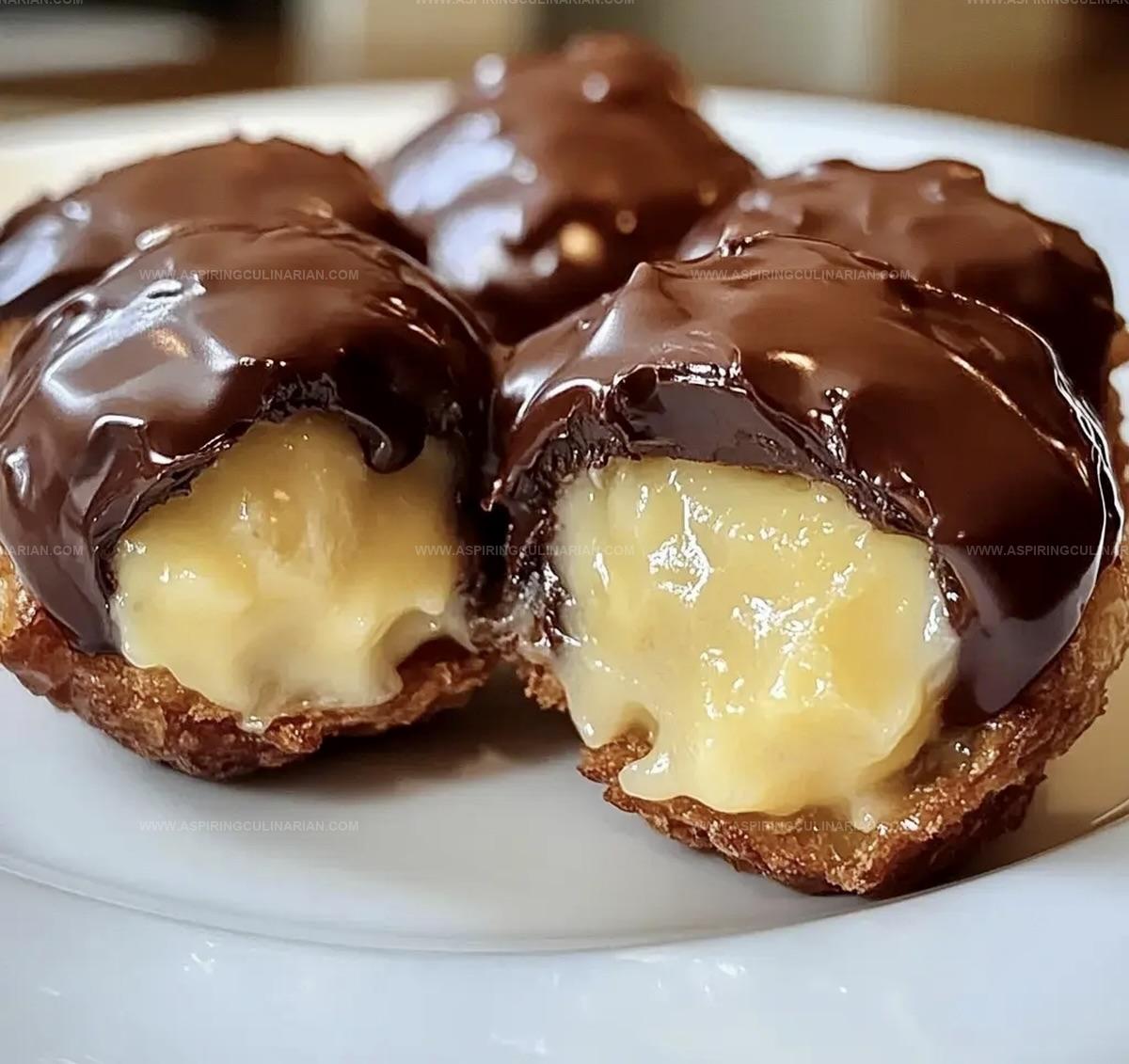 Chocolate Covered Banana Pudding Stuffed Puffs Recipe
