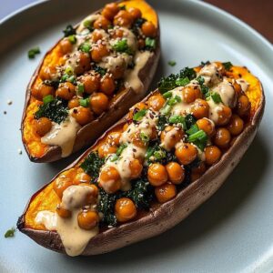 Sweet Potatoes With Tahini Butter Chickpeas Recipe