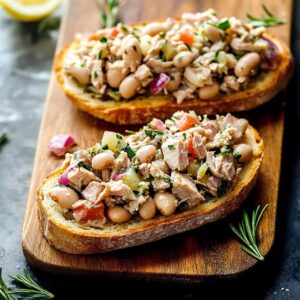 Mediterranean Bean Tuna Toasts Recipe