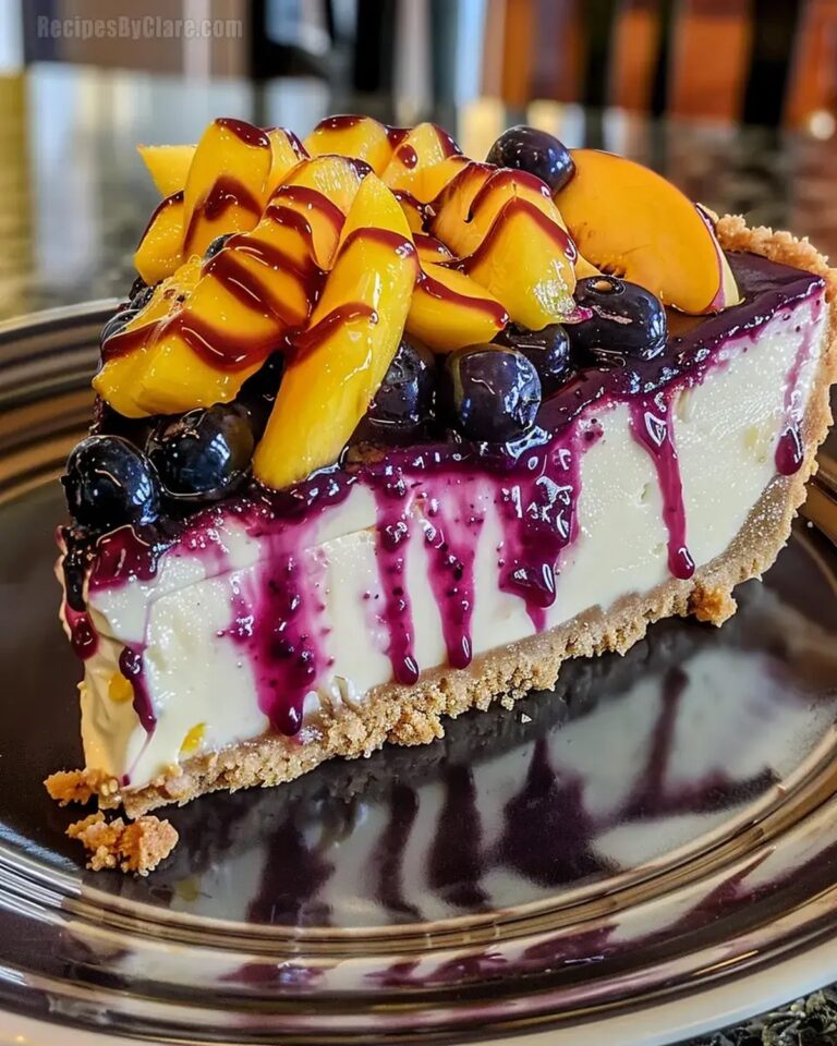 No Bake Peach Blueberry Cheesecake Recipe