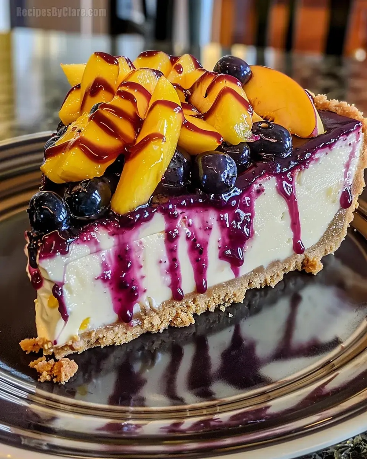 No Bake Peach Blueberry Cheesecake Recipe