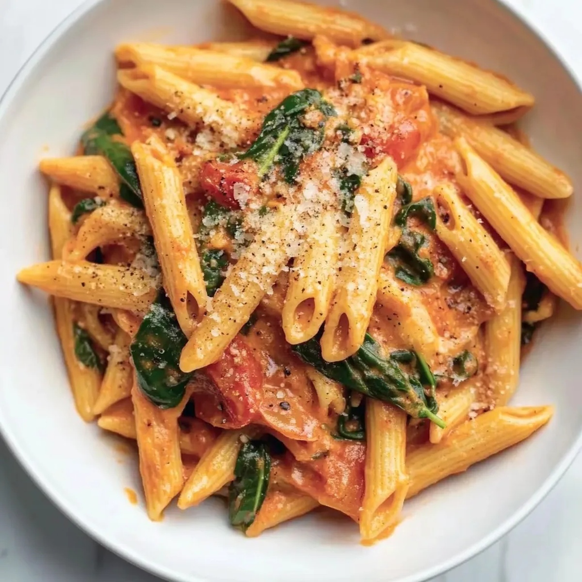 Creamy Tomato Spinach Pasta Recipe