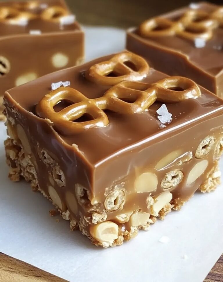 No Bake Caramel Pretzel Crack Bars Recipe