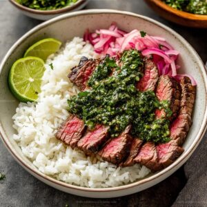 Skirt Steak Rice Bowls with Chimichurri Recipe