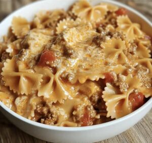 Creamy Velveeta Beef Bowtie Pasta Recipe
