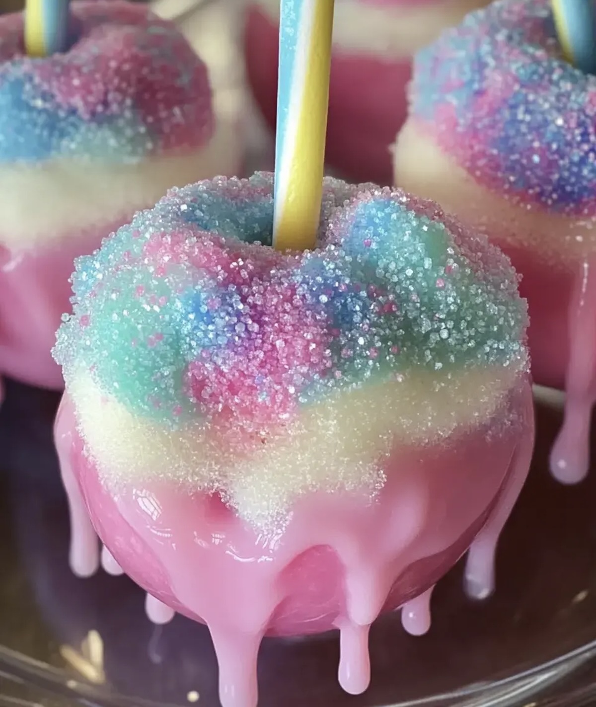 Colorful Candy Apples With Cotton Candy Recipe