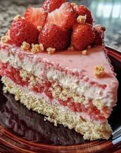 Strawberry Crunch Cheesecake Cake Recipe