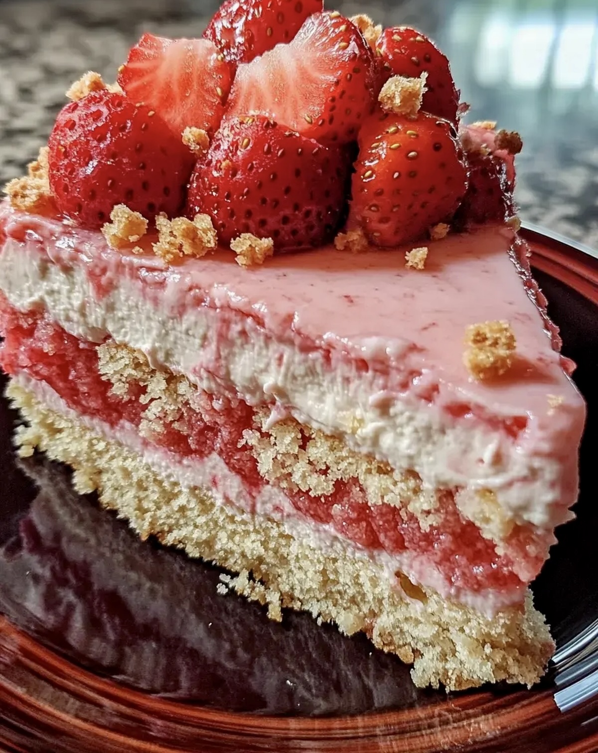 Strawberry Crunch Cheesecake Cake Recipe