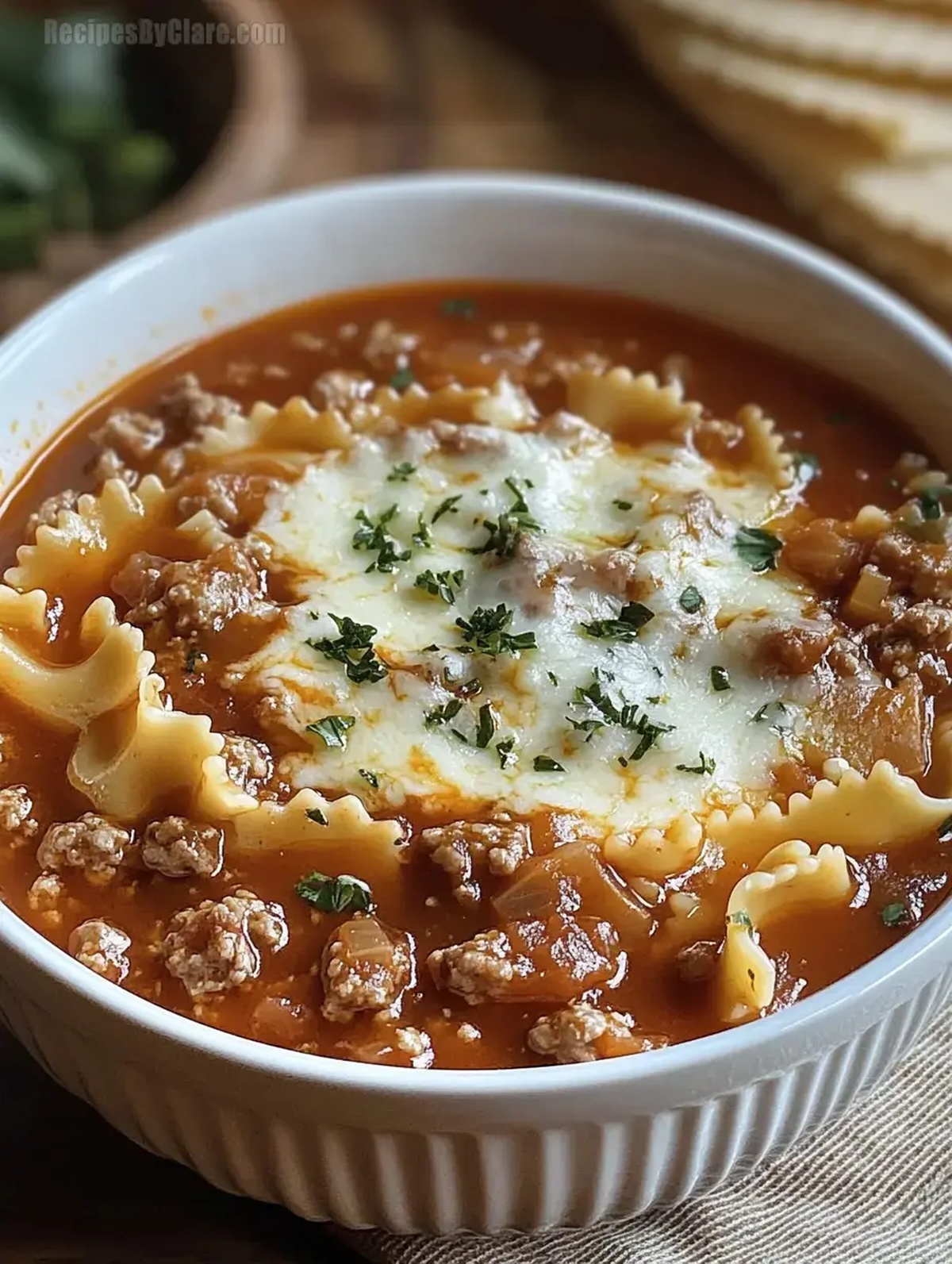 Lasagna Soup with Cheese and Pasta Recipe