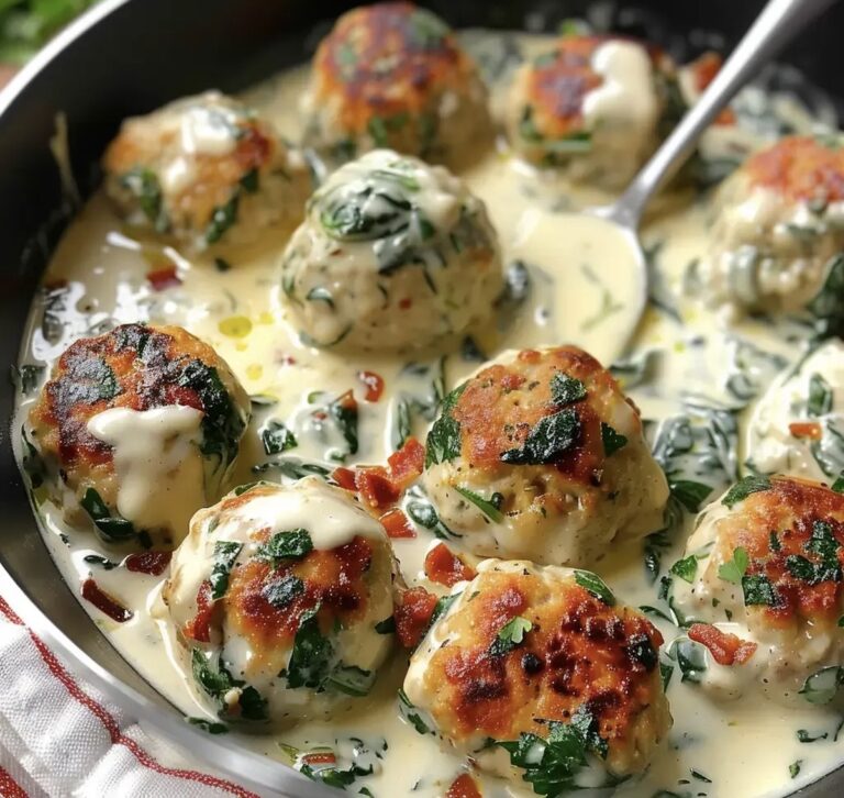 Chicken Ricotta Meatballs In Spinach Alfredo Sauce Recipe