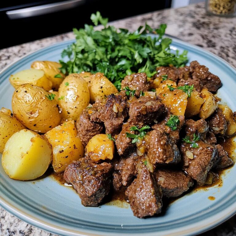 Slow Cooker Garlic Butter Steak Bites Potatoes Recipe