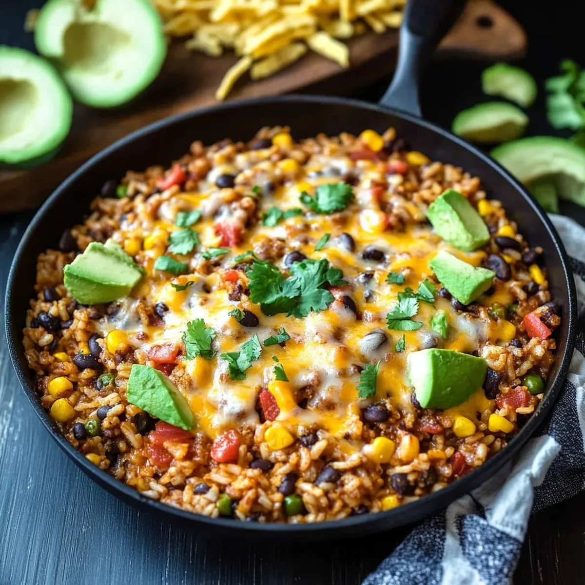 Cheesy Taco Rice Skillet Recipe