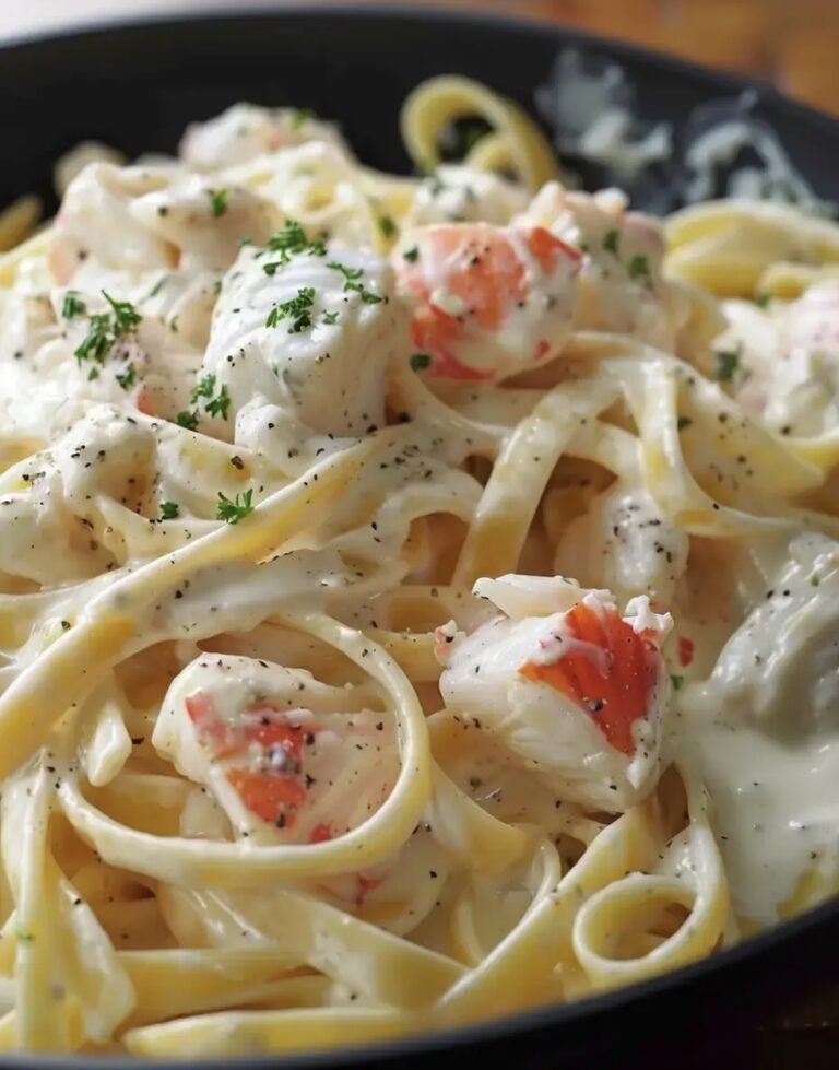 Creamy Crab Fettuccine Alfredo Recipe