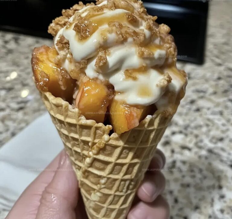 Peach Cobbler Stuffed Cones Recipe