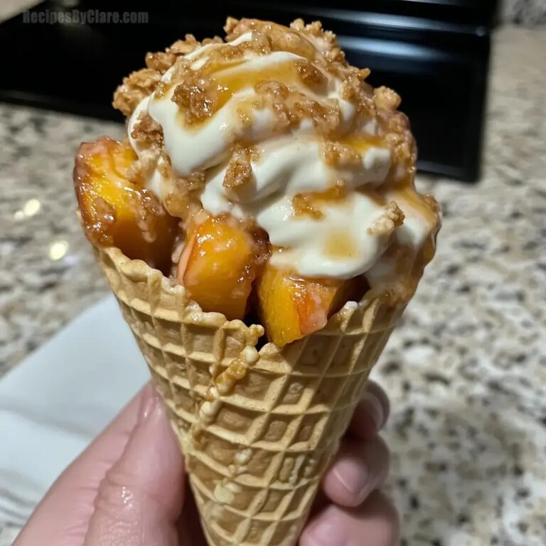 Peach Cobbler Stuffed Cones Recipe