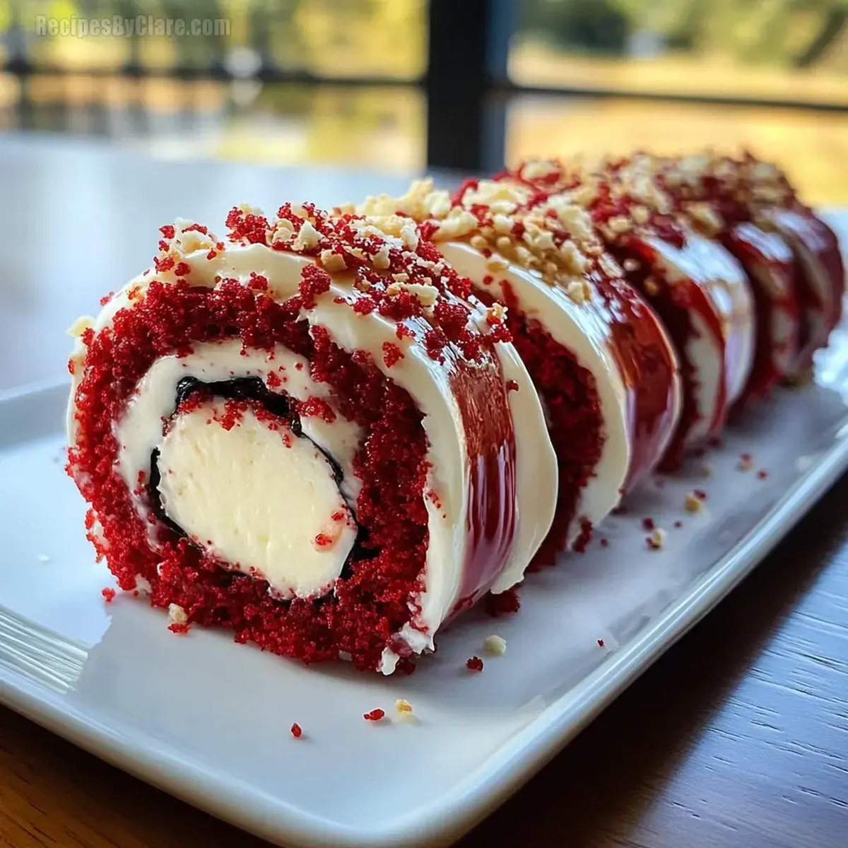 Red Velvet Cheesecake Sushi Roll Dessert Recipe