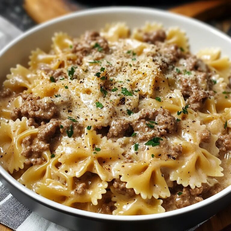 Creamy Parmesan Garlic Beef Bowtie Pasta Recipe