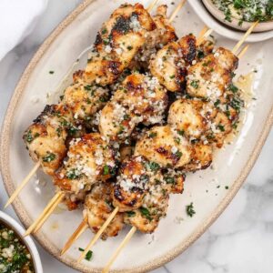Air Fryer Garlic Parmesan Chicken Skewers Recipe