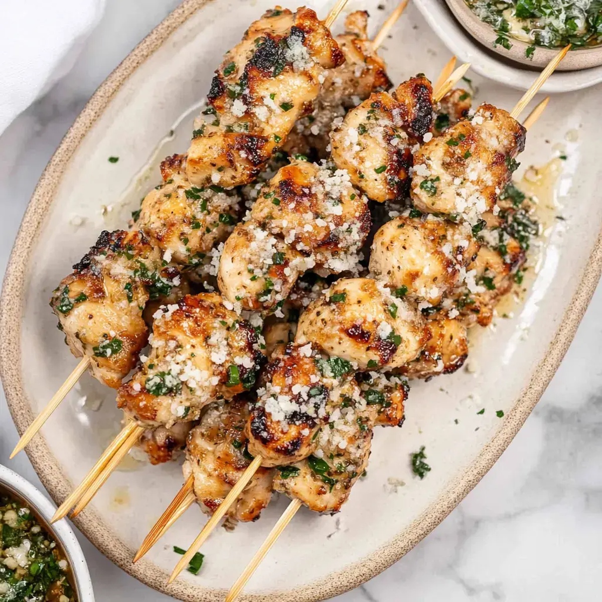 Air Fryer Garlic Parmesan Chicken Skewers Recipe