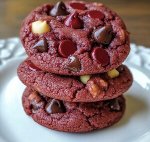 Red Velvet Gooey Butter Chocolate Chip Cookies Recipe