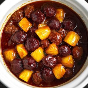 Slow Cooker Meatball Pineapple Smokies Recipe