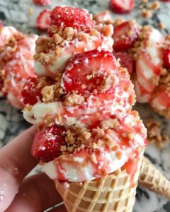 Strawberry Crunch Cheesecake Cones Recipe