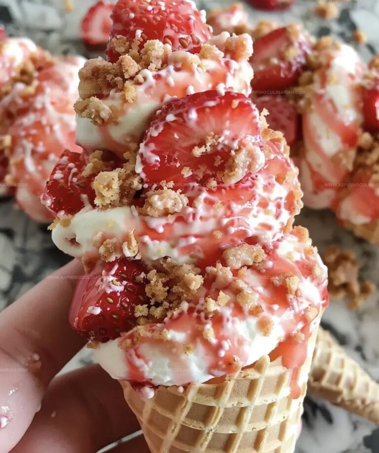 Strawberry Crunch Cheesecake Cones Recipe