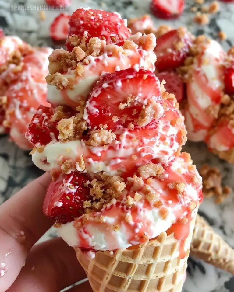 Strawberry Crunch Cheesecake Cones Recipe