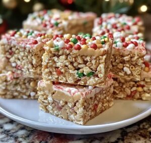 Christmas Peanut Butter Rice Cereal Squares Recipe