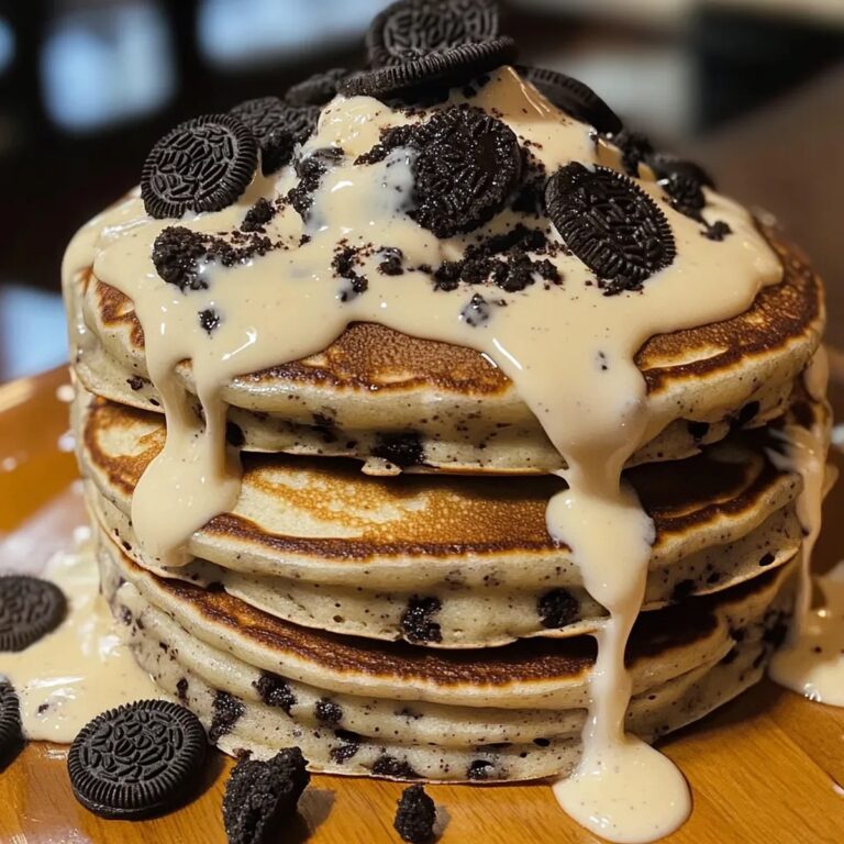 Oreo Pancakes With Cream Cheese Drizzle Recipe