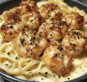 Garlic Butter Chicken Bites Creamy Parmesan Pasta Recipe