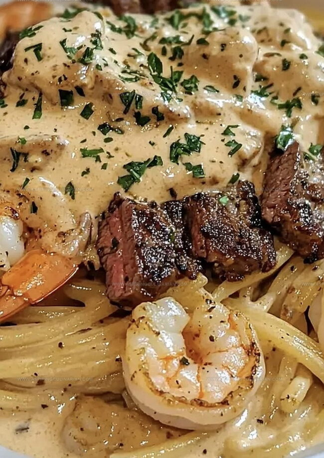 Cajun Shrimp & Steak Alfredo: Spicy Cream Dream