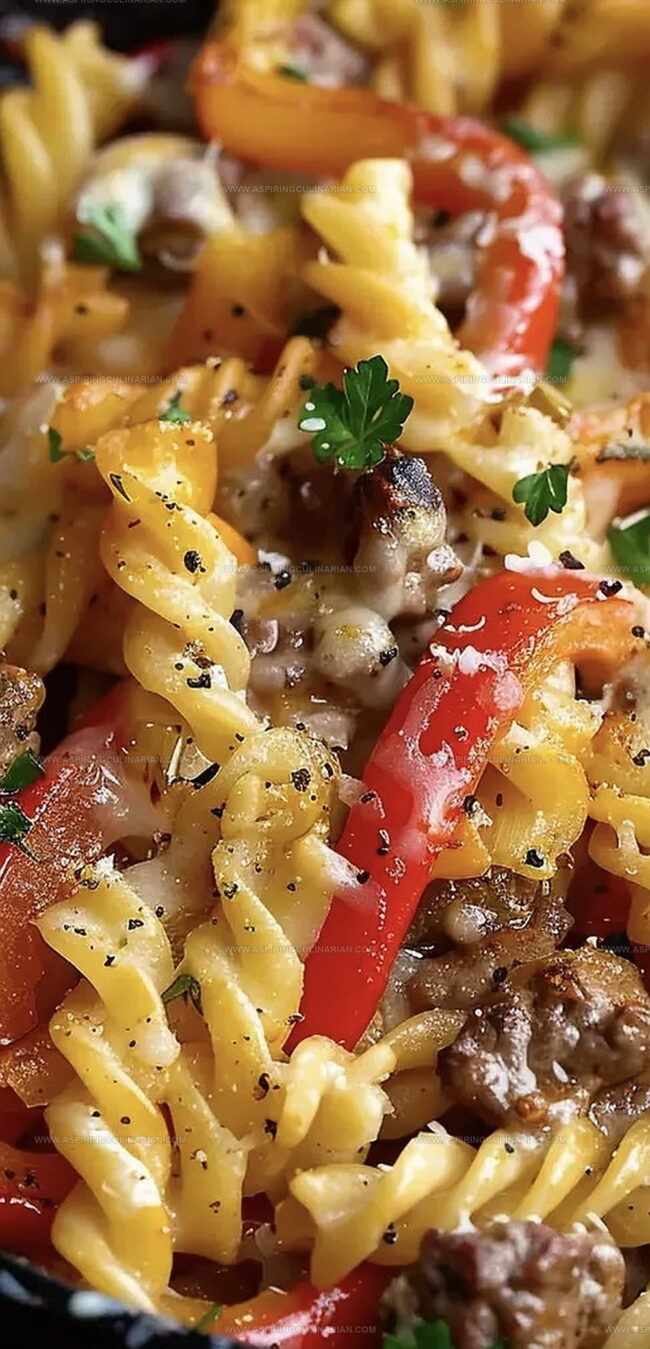 Pasta Night Highlights: Philly Cheesesteak Skillet